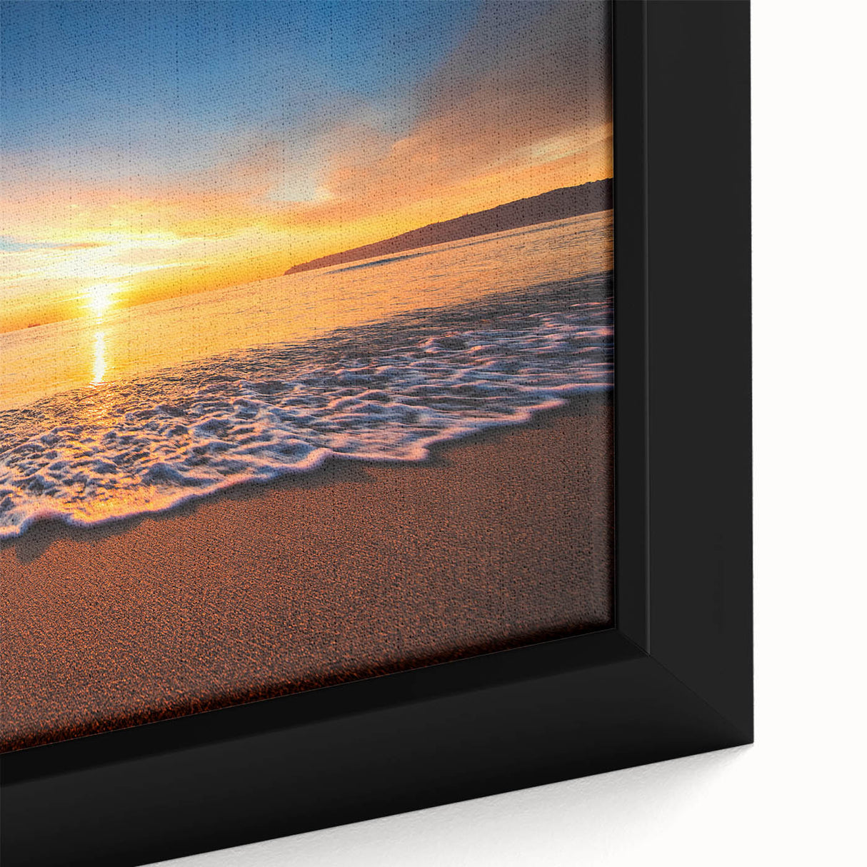 Extra large framed canvas depicting a textured, colorful Hawaiian landscape, ideal for living room decor.