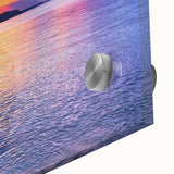 Large abstract wall art featuring Lake Michigan in muted blue tones on acrylic glass, ideal for dining room ambiance.