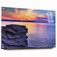 Large abstract wall art of Lake Michigan with vibrant blue and green hues on acrylic glass.