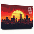 Acrylic print of Indianapolis skyline in muted blue tones, suitable for bedroom or dining room decor.