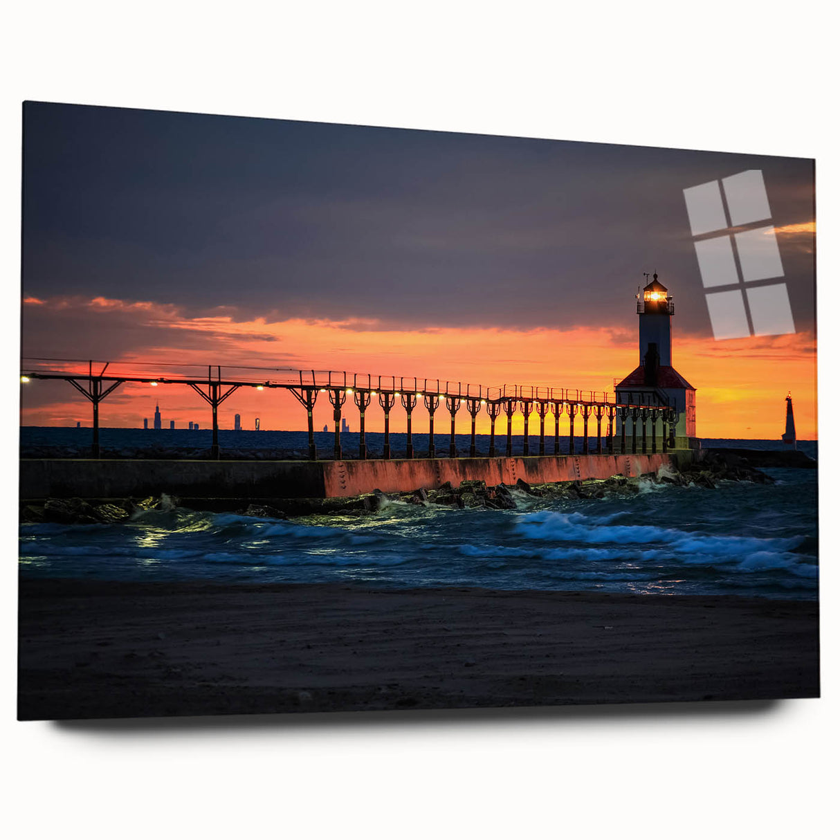 Large abstract wall art depicting an Indiana landscape in muted earth tones on acrylic glass.