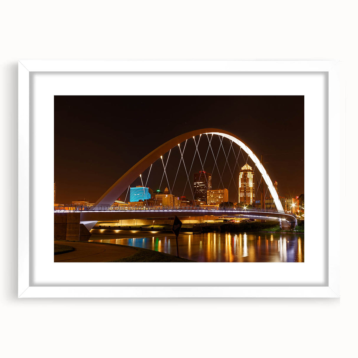 Abstract art print of Iowa scenery in muted earth tones on a white framed canvas, suitable for dining room decor.