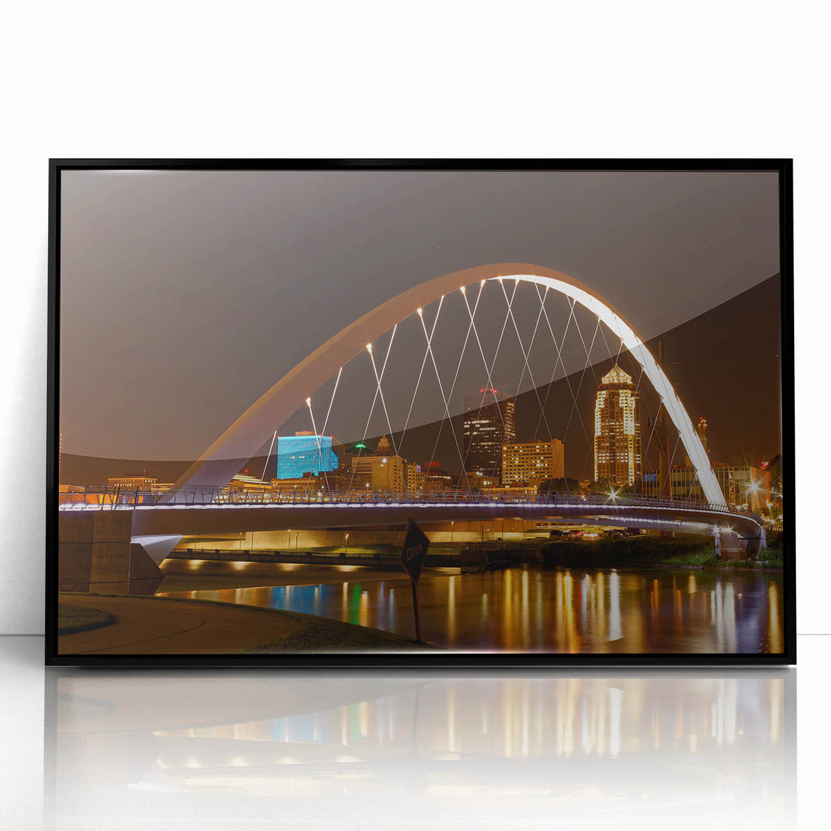 Large abstract wall art depicting a vibrant, colorful Iowa landscape on a black framed acrylic.