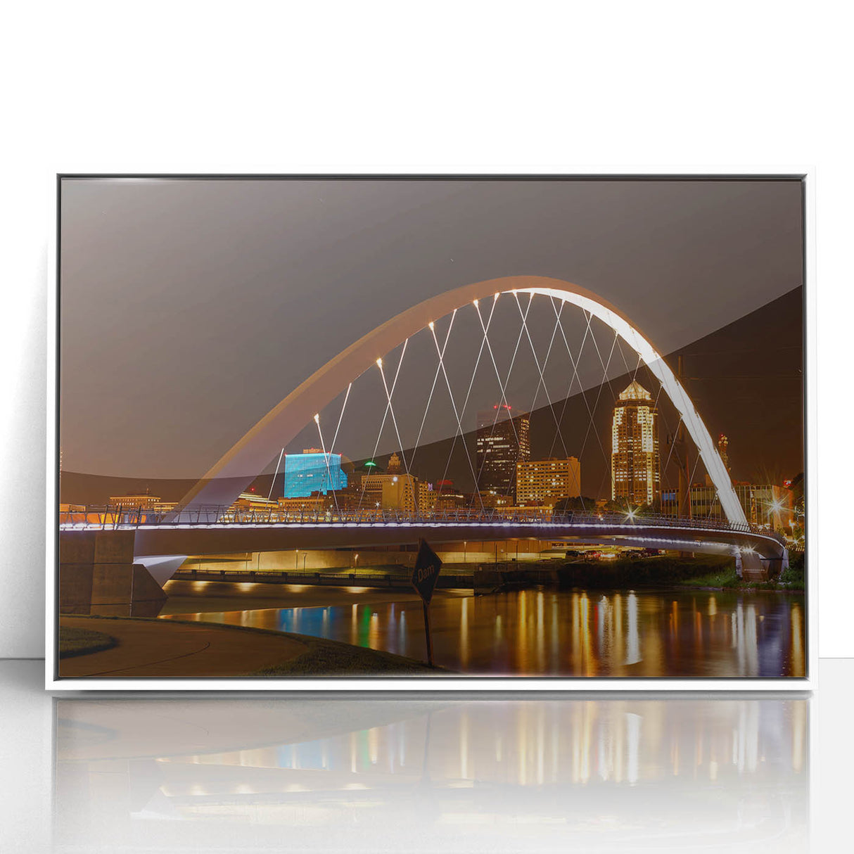 Art Deco style Iowa scenery on a white-framed acrylic print, suitable for modern nursery decor.