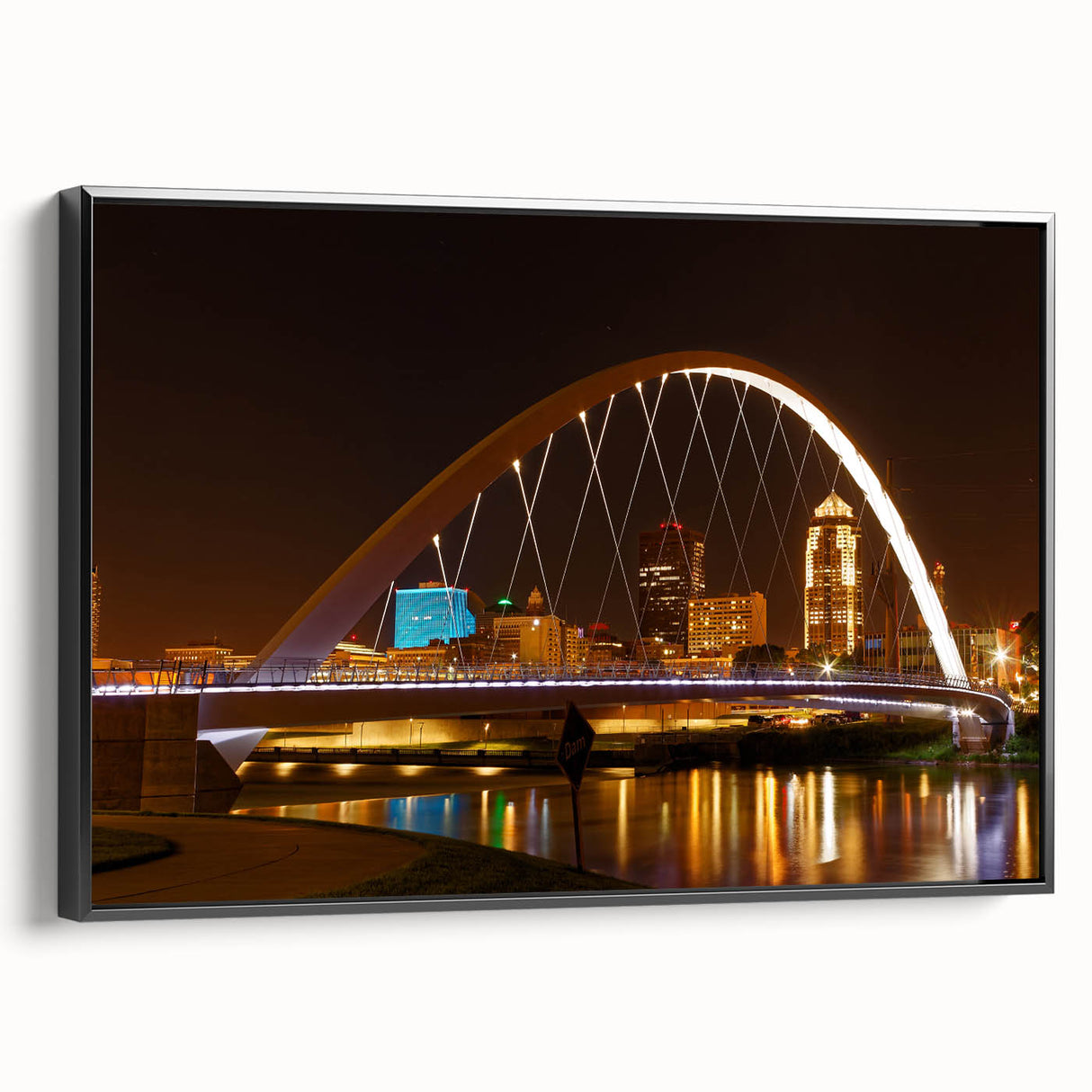Black and white landscape art painting of Iowa scenery on framed canvas, suitable for bedroom wall decor.