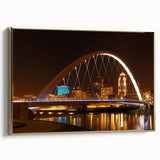 Framed canvas featuring a vintage-style landscape painting of Iowa with muted gold and black tones.