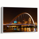 Vintage poster art of Iowa scenery on extra large framed canvas, featuring colorful art against a black background.