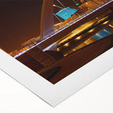 Art deco poster of Iowa scenery in muted earth tones on rolled canvas, suitable for dining room wall art.