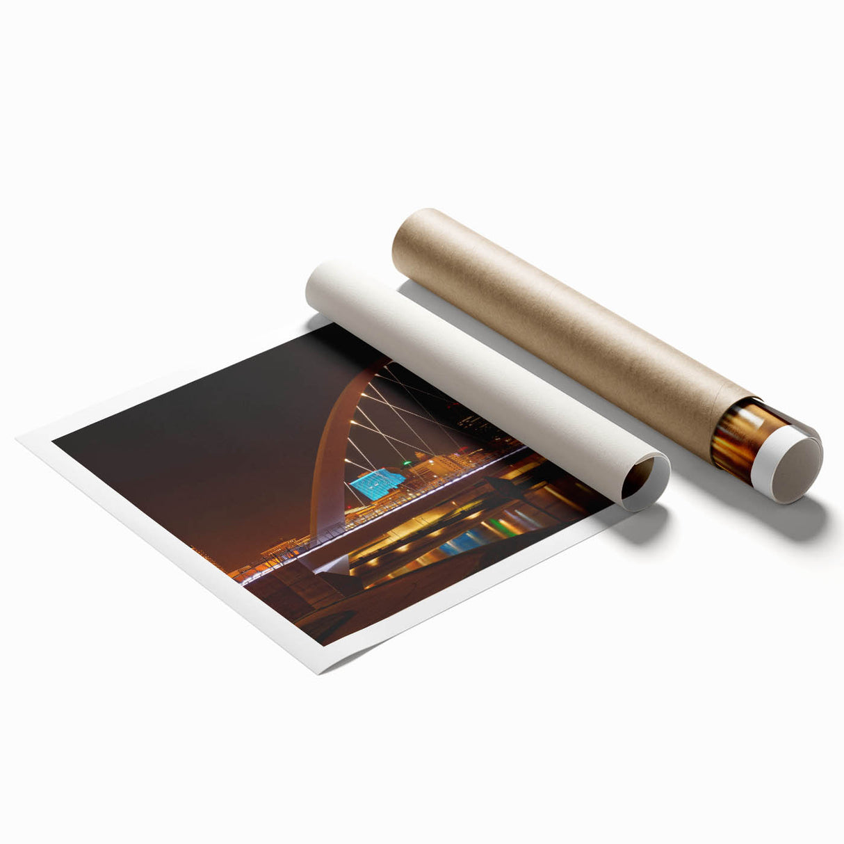 Extra large rolled print featuring a serene Iowa landscape with soft floral elements in muted earth tones.