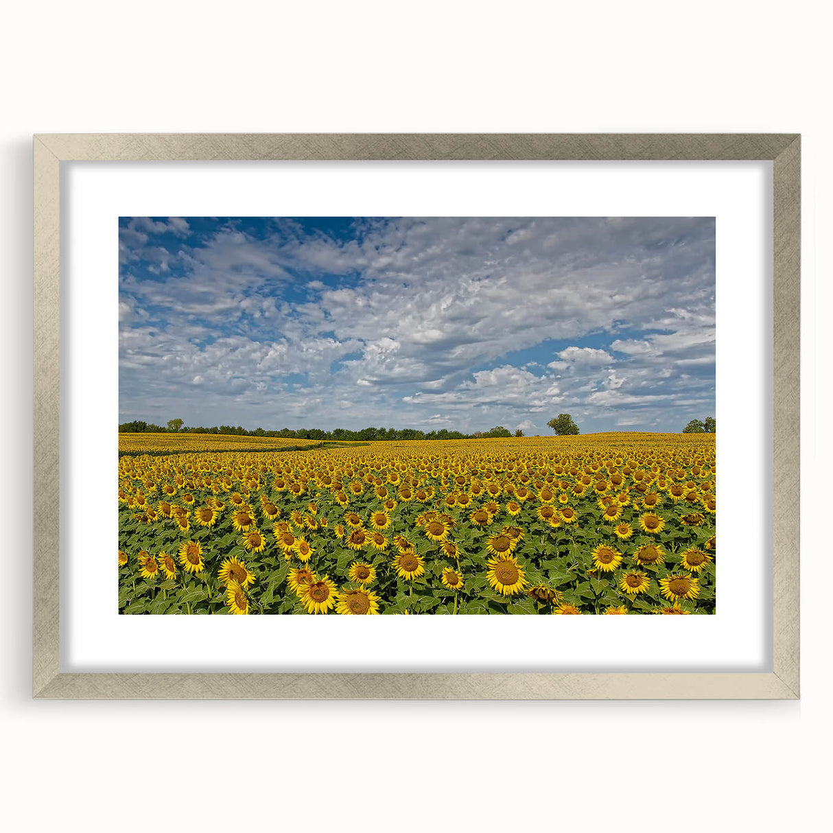 Textured abstract art print of Kansas scenery in silver frame, ideal for bedroom wall decor.