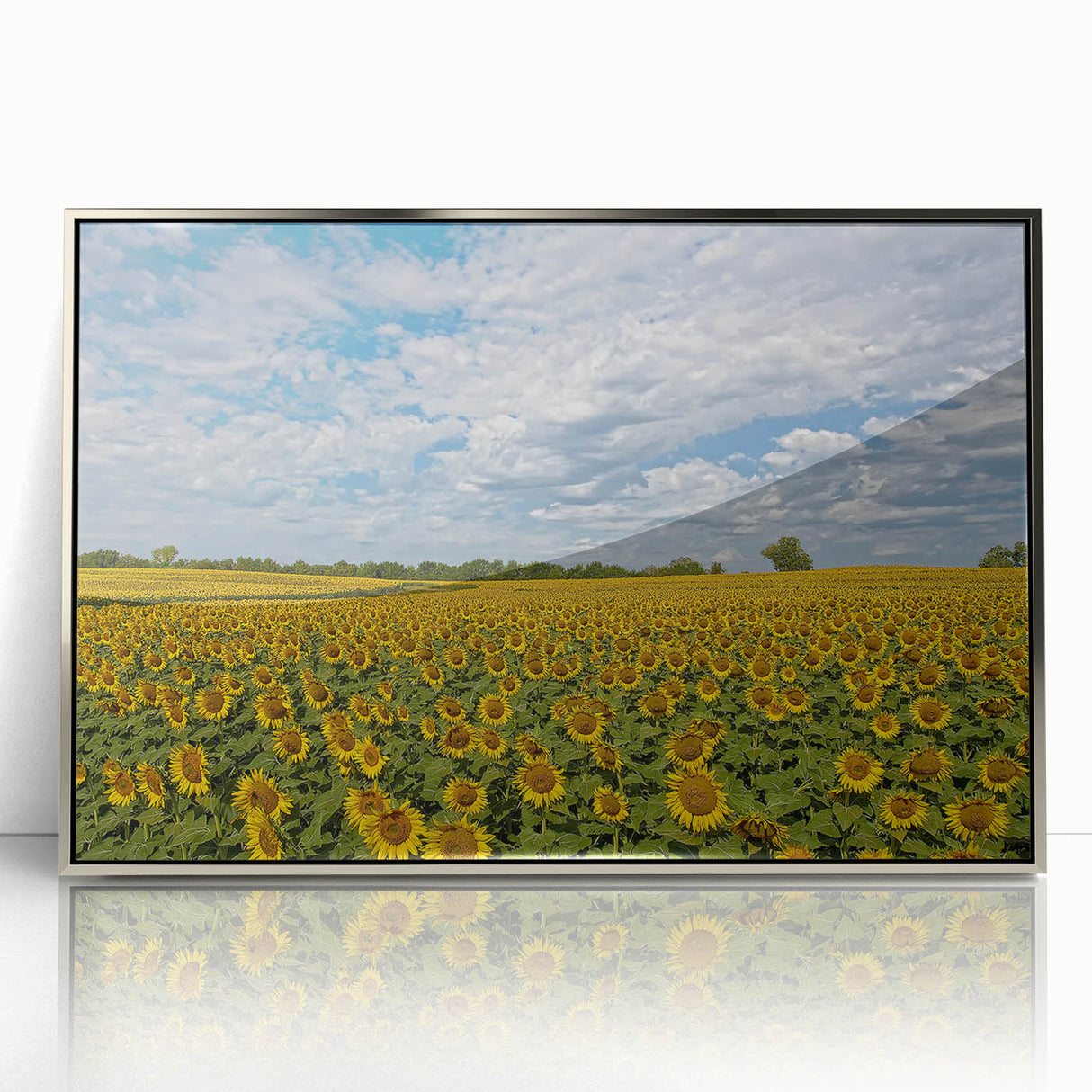 Mid-century modernist art depicting Kansas scenery in muted earth tones on a framed acrylic panel.