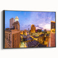 Black and white framed canvas of New Orleans landscape, vintage poster style, ideal for bedroom wall art.