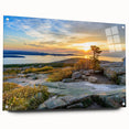 Abstract art print of Acadia with vibrant colors on acrylic glass, ideal for extra large wall art in living rooms.