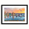 Extra large abstract art print of Annapolis with vibrant colors and textured surface, framed in black.