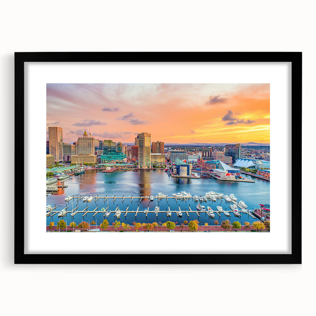 Extra large abstract art print of Annapolis with vibrant colors and textured surface, framed in black.
