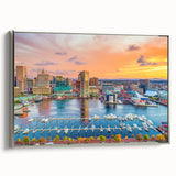Framed canvas featuring a vintage-style landscape art painting of Annapolis, Maryland, with muted colors.
