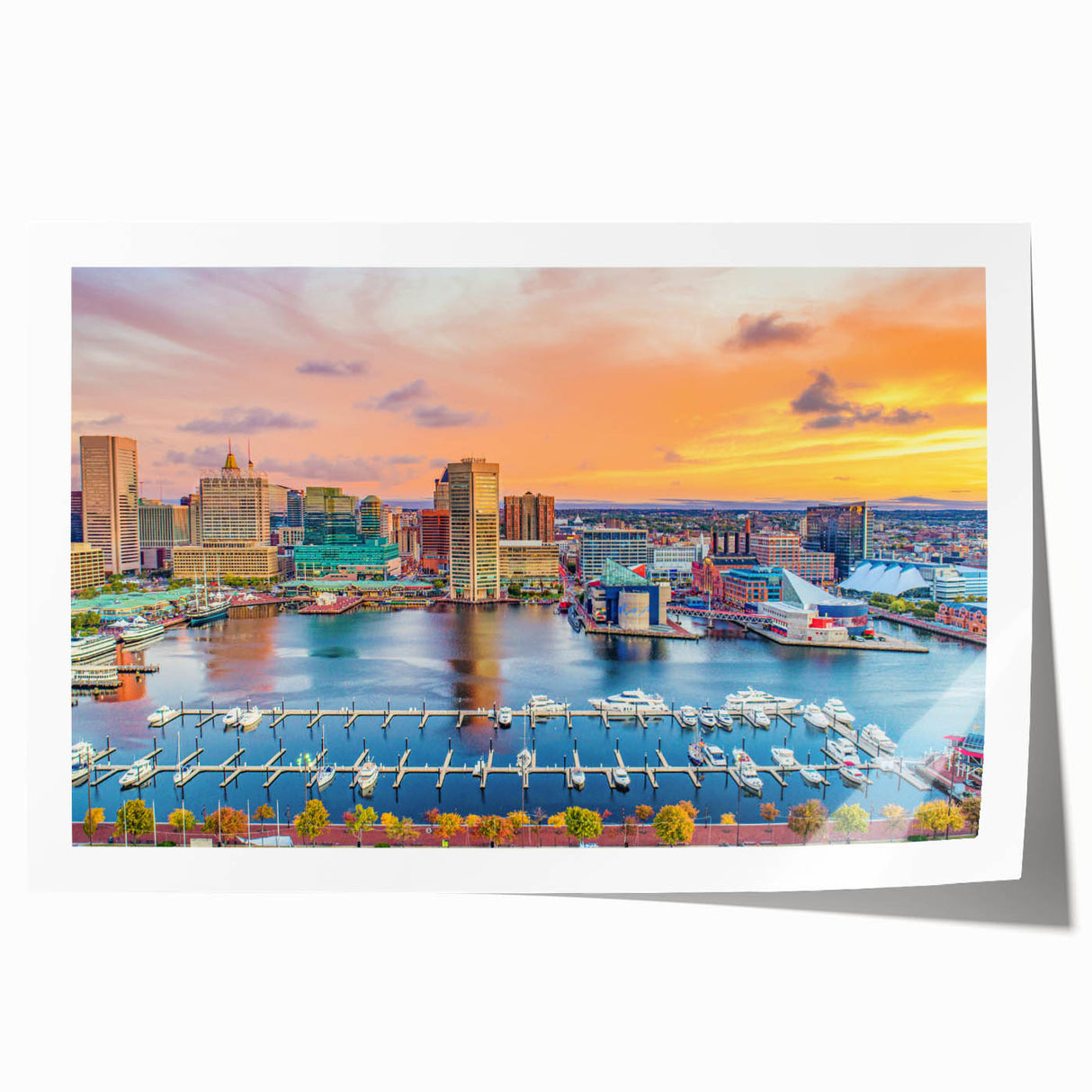 Extra large rolled print of Annapolis scenery with floral elements in muted earth tones, ideal for dining room wall art.