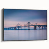 Black and white framed canvas of Chesapeake Bay landscape, ideal for bedroom wall art.