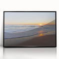 Large abstract wall art depicting the Massachusetts Cape in muted earth tones, framed in black acrylic.