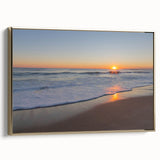 Framed canvas of a colorful Massachusetts Cape landscape, featuring vibrant blue and green tones.