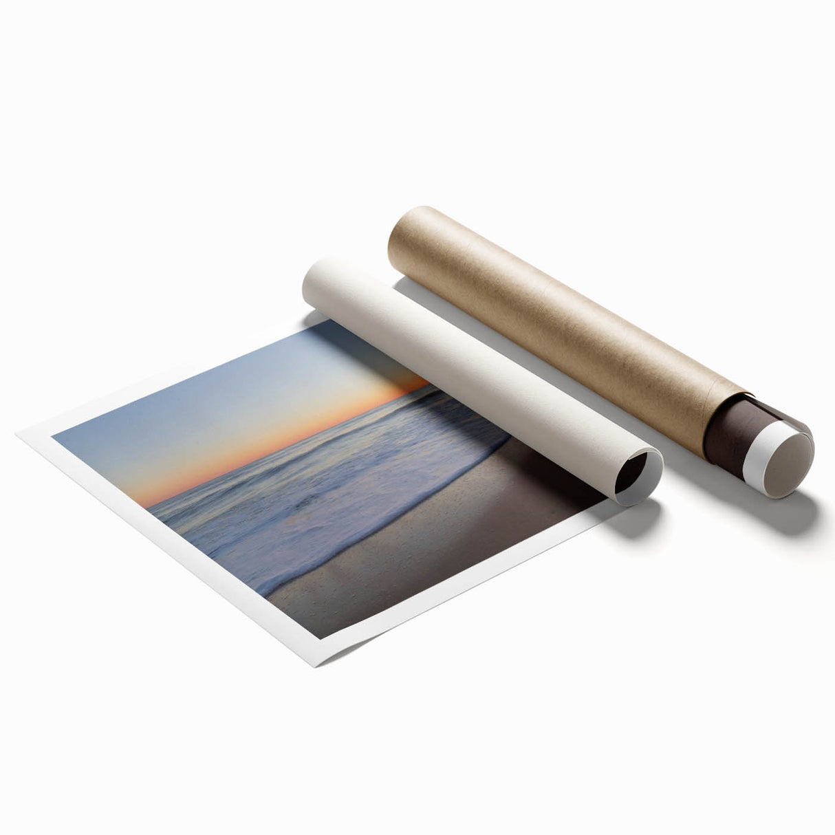 Extra large rolled print of Cape Cod scenery with muted floral motifs in pastel shades, ideal for classy bathroom wall art.