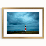 Extra large wall art featuring an abstract depiction of Nantucket in textured strokes of blue and gray, framed in gold.