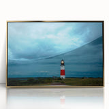 Mid-century modernist art of Nantucket scenery on a framed acrylic print, with muted earth tones.