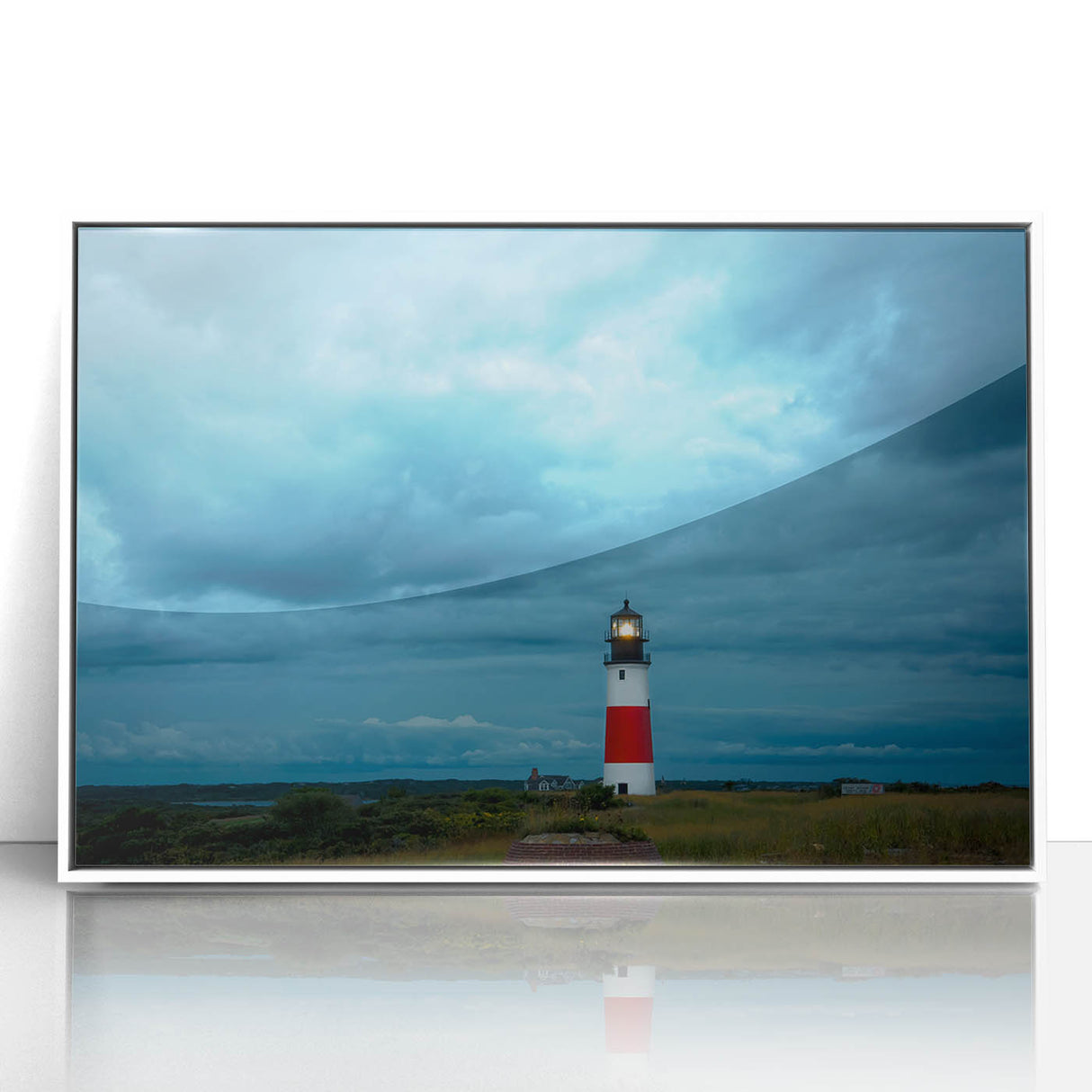 Framed acrylic print of Nantucket scenery in pastel shades, suitable for nursery wall art.