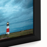 Black wall art featuring a textured depiction of Nantucket, Massachusetts, in colorful art style on a large framed canvas.