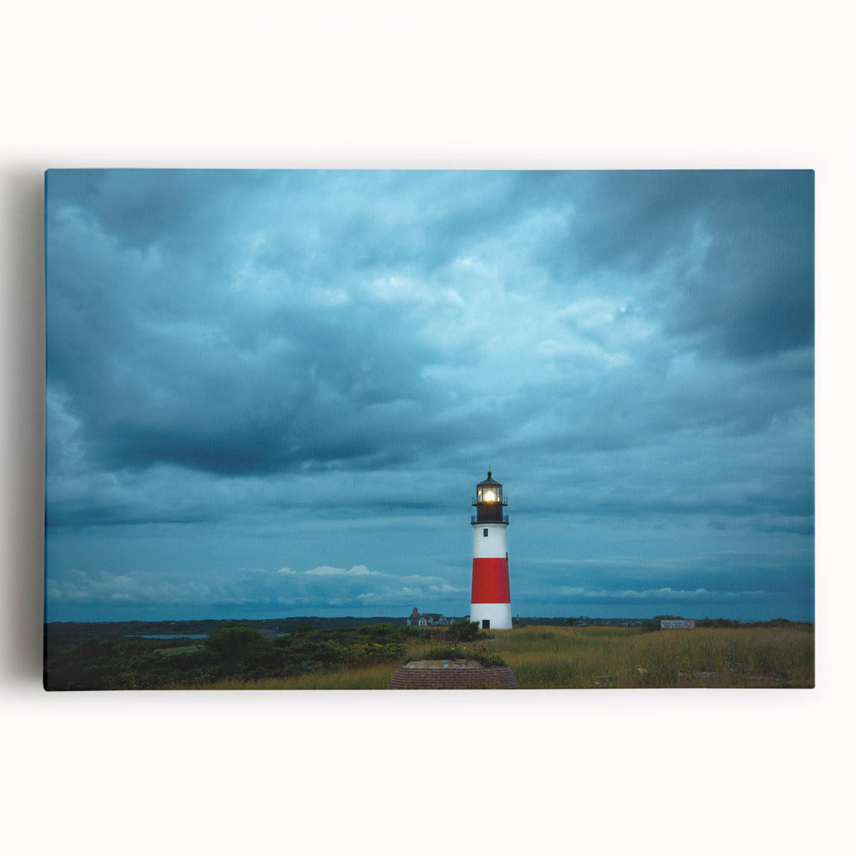 Black and white photographic print of Nantucket scenery on stretched canvas, suitable for kitchen wall art.
