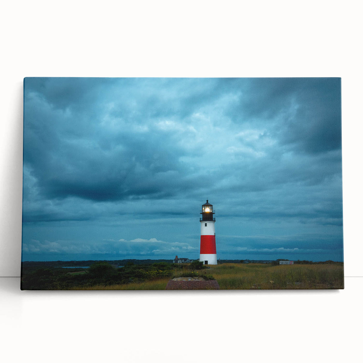 Black and white stretched canvas of Nantucket scenery, ideal for kitchen wall art or bedroom decor.