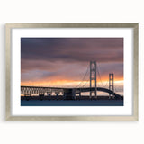 Textured art abstract print of Michigan's Upper Peninsula in muted earth tones on a silver-framed mat.