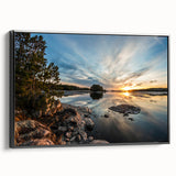 Black and white landscape art painting of Minnesota scenery on framed canvas, suitable for bedroom wall decor.