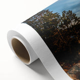 Art deco poster of Minnesota scenery in soft pastel colors on rolled canvas, ideal for nursery wall art.
