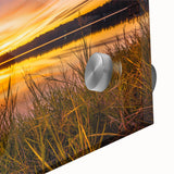 Large abstract acrylic print featuring a Mississippi landscape in mid-century modernist style, ideal for dining room art.