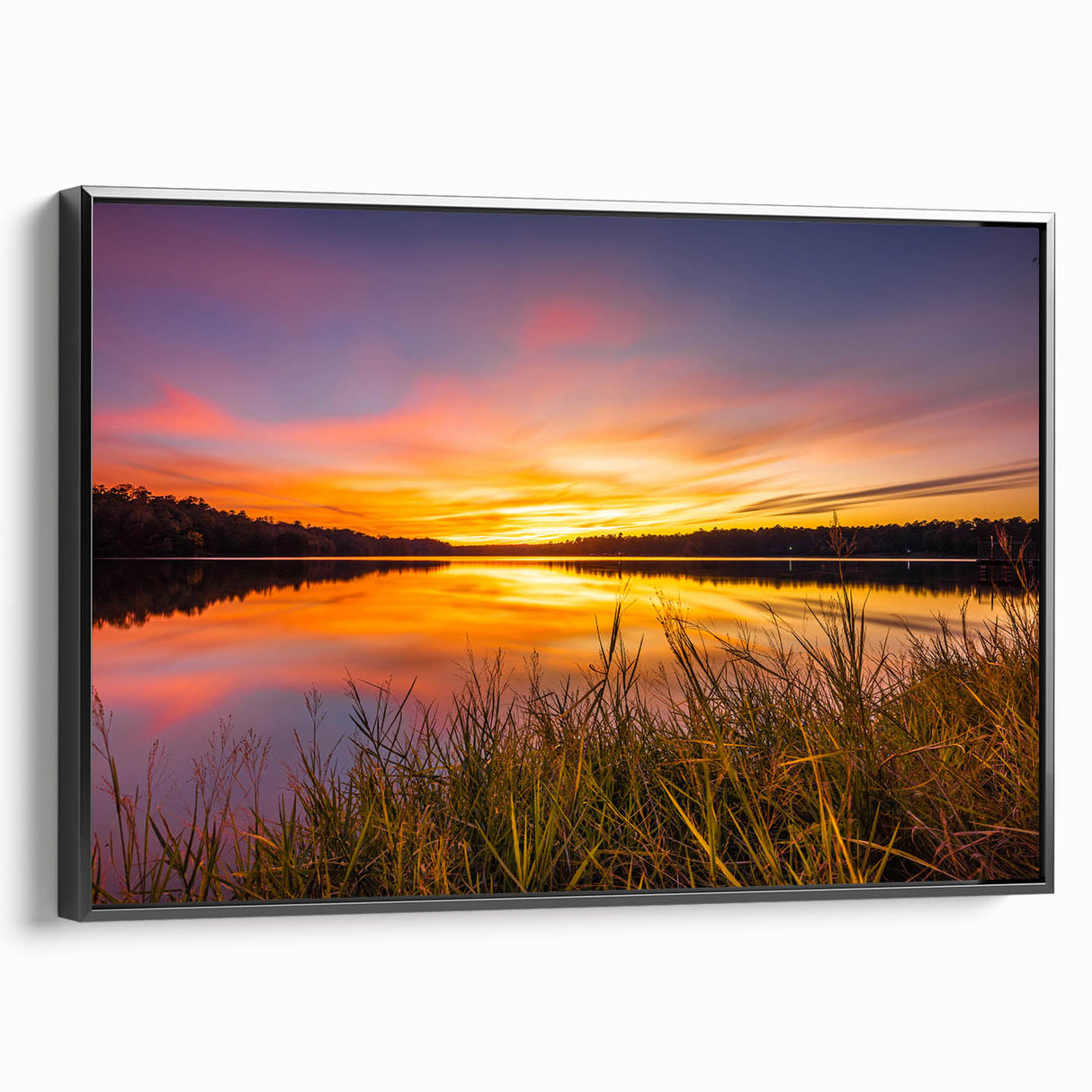 Black and white framed canvas depicting a vintage Mississippi landscape, ideal for bedroom wall decor.