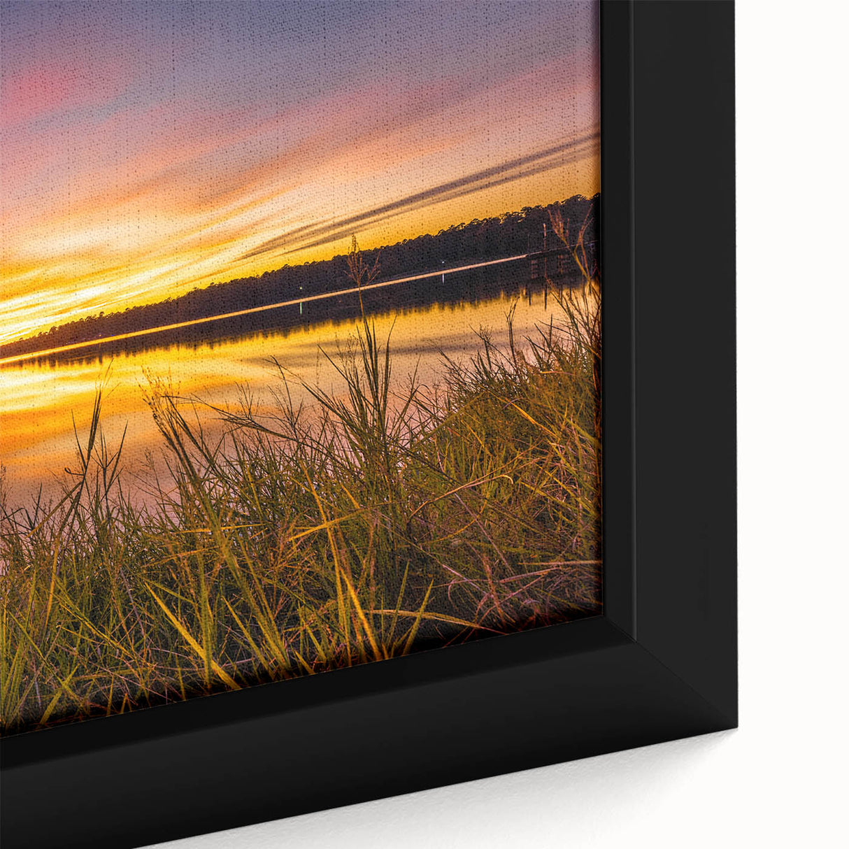 Extra large framed canvas featuring a textured depiction of a Mississippi landscape in vibrant colors.