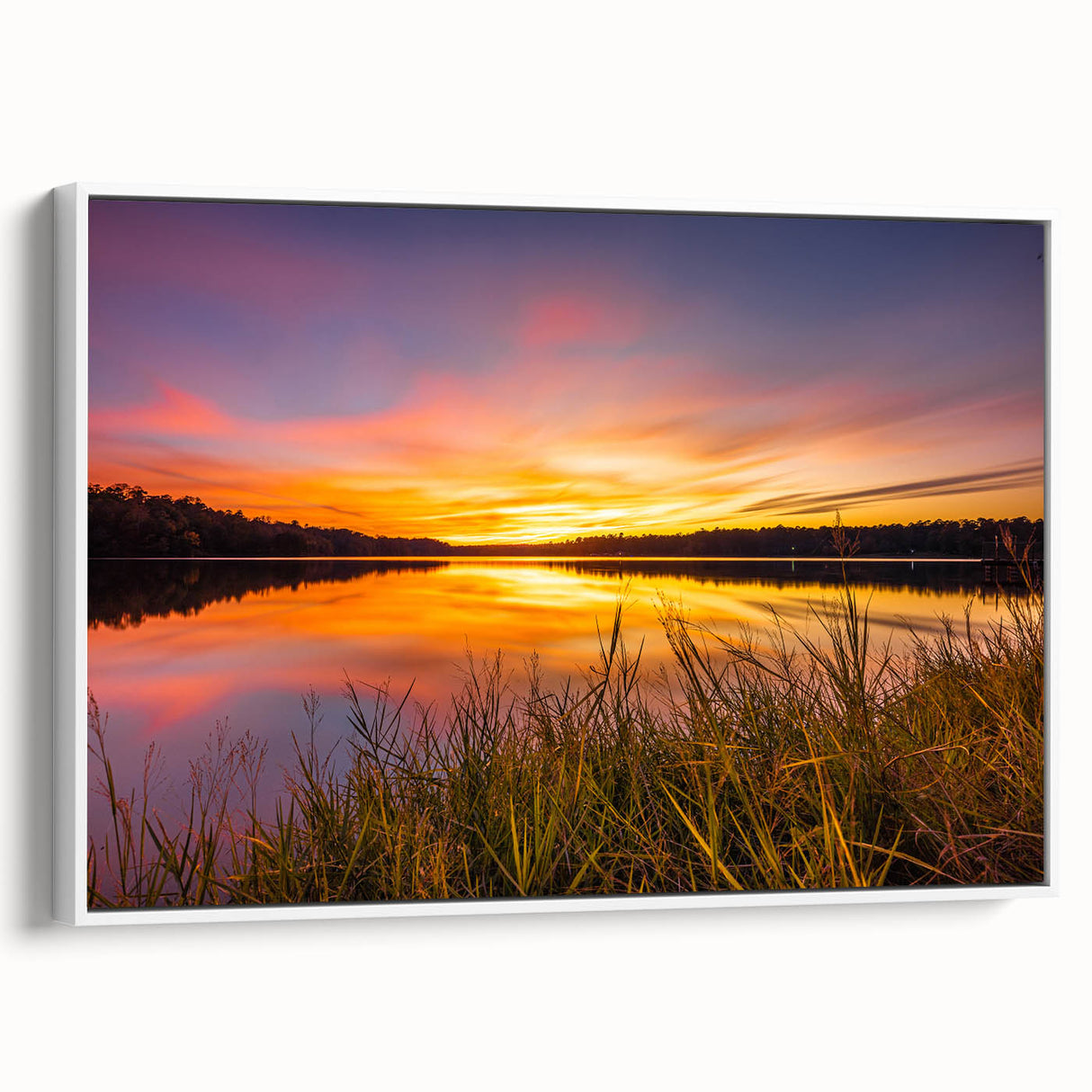 Vintage poster art of Mississippi scenery on framed canvas, featuring vibrant colors on a white background.