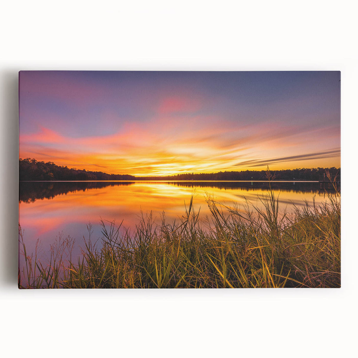 Black and white photo of Mississippi scenery on large stretched canvas, ideal for kitchen wall art.