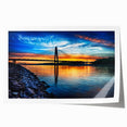 Rolled print of Kansas City skyline with muted blue and gray tones, suitable as art wall for dining room.
