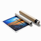 Extra large rolled print of Kansas City skyline in muted gray tones, ideal for classy bathroom wall art.