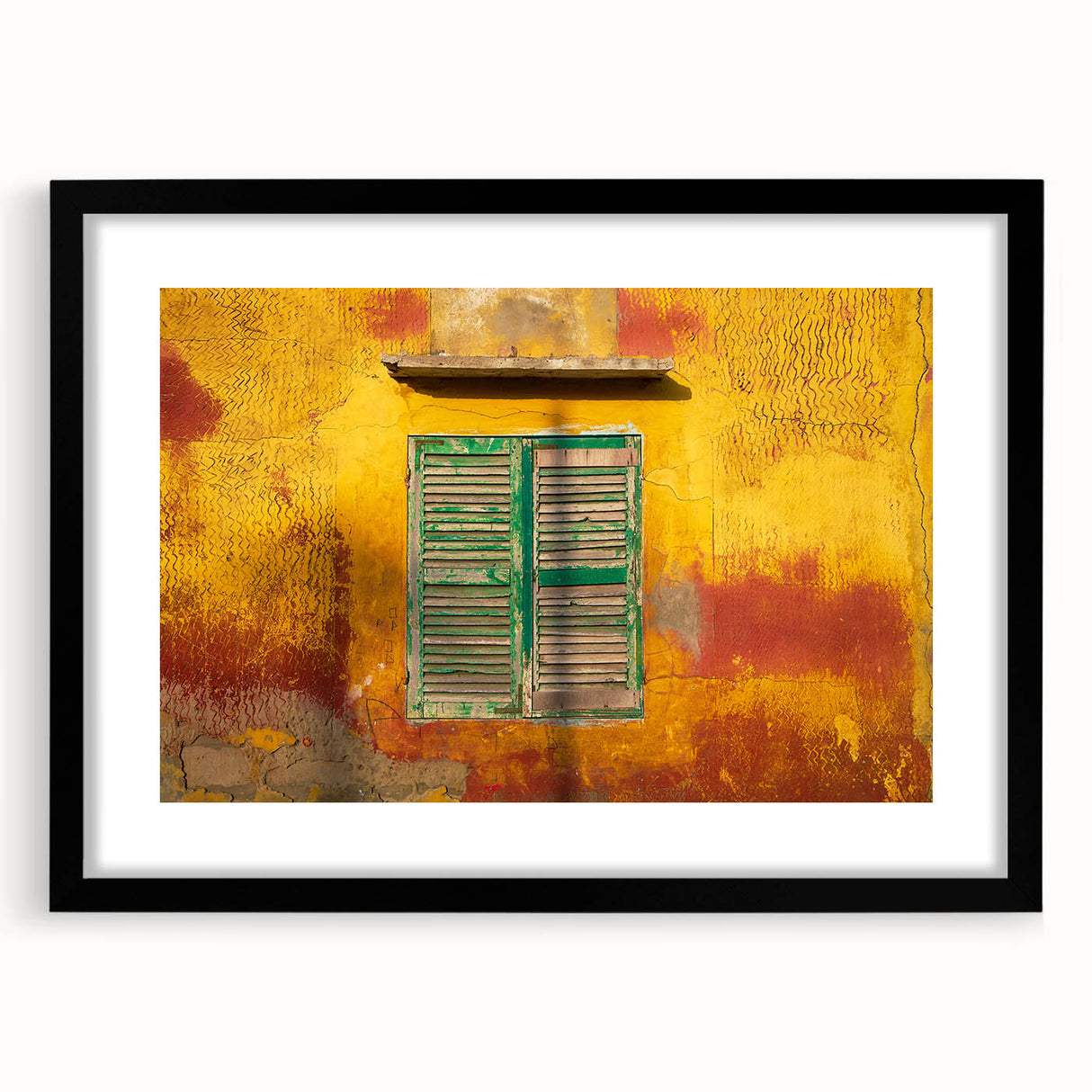 Abstract art print of St. Louis skyline in vibrant, colorful hues on a large framed canvas, ideal for living room decor.