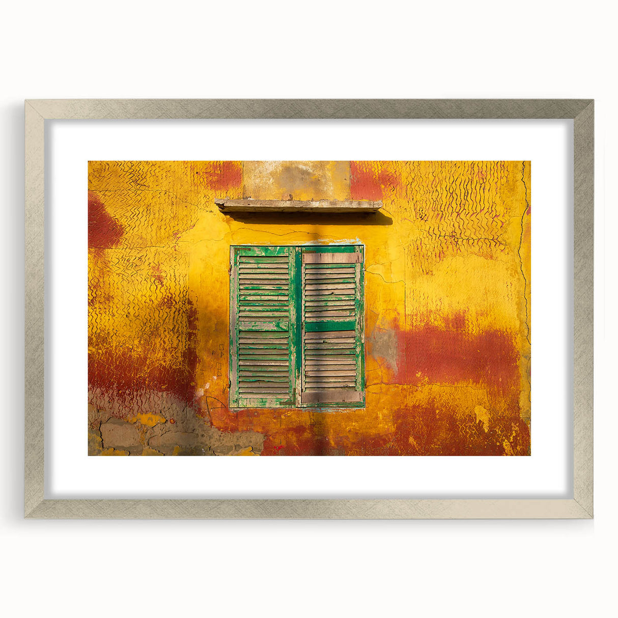 Textured abstract art print of St. Louis skyline in muted gray tones, framed in silver, ideal for bedroom wall decor.