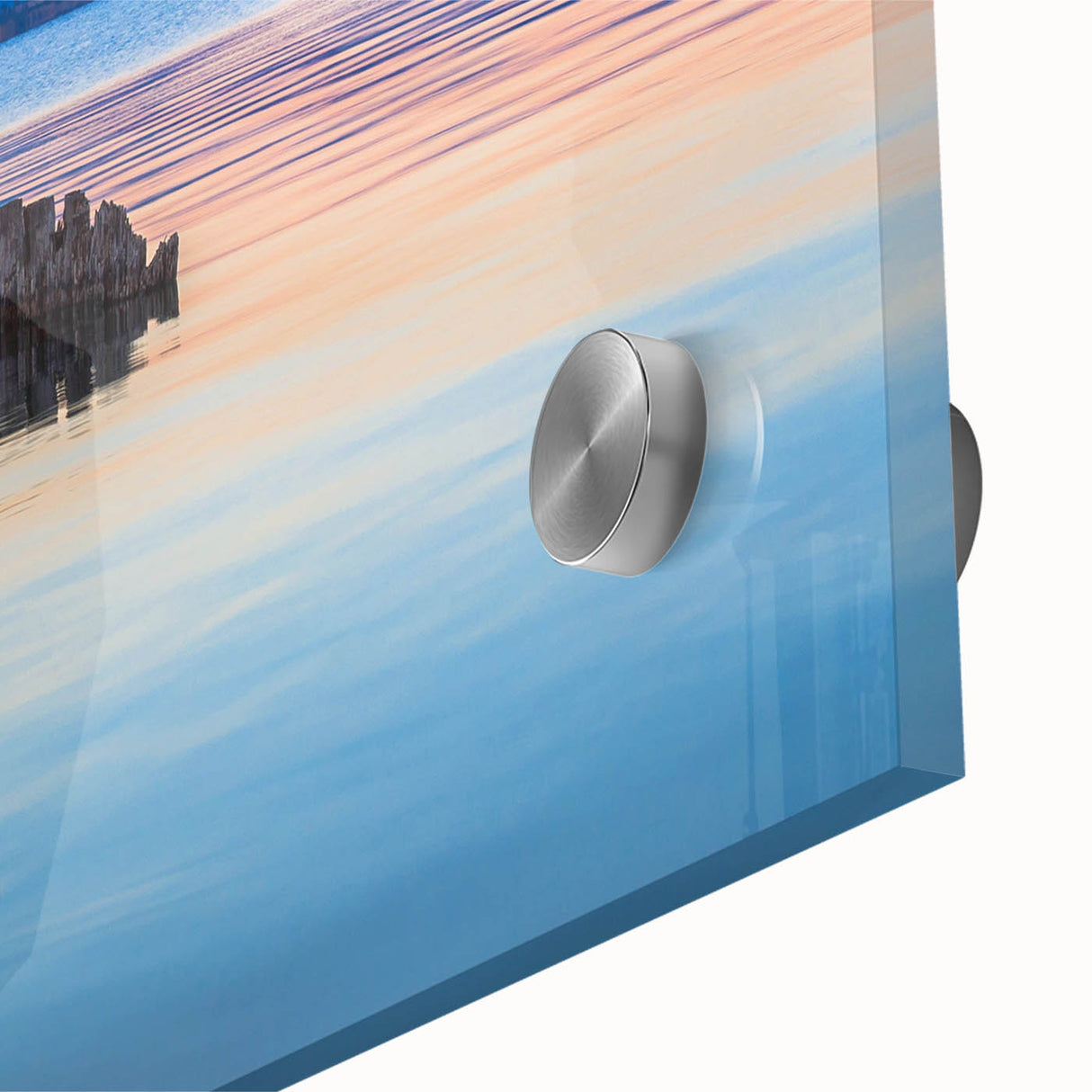 Large abstract wall art depicting Montana scenery in mid-century modernist style on acrylic glass.