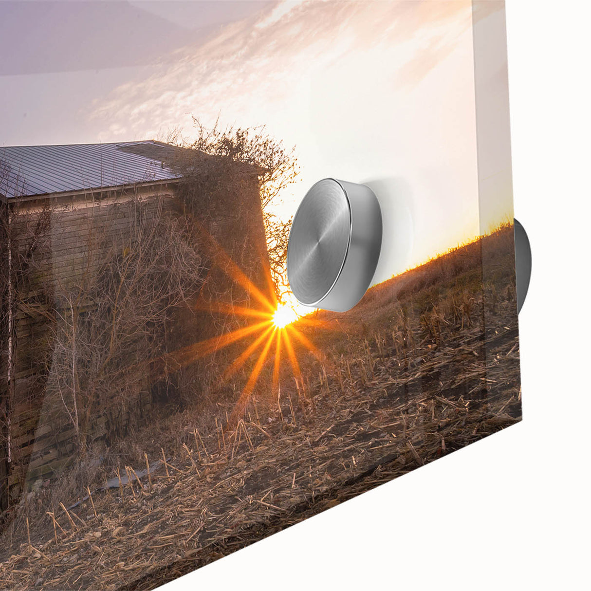 Large abstract wall art depicting Nebraska scenery in mid-century modernist style on acrylic, ideal for dining room art.