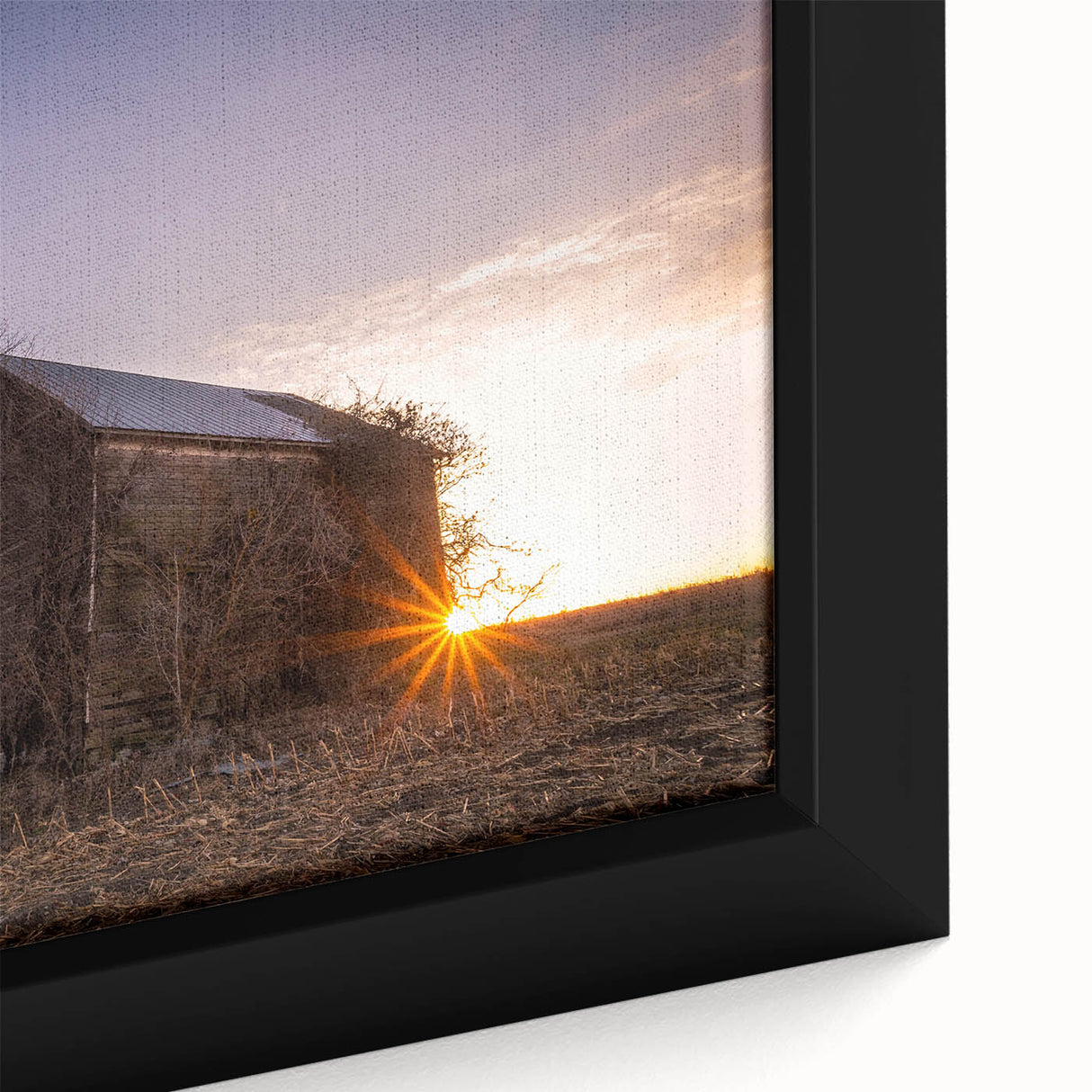 Extra large framed canvas featuring a textured depiction of a Nebraska landscape in black with colorful accents.