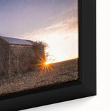 Extra large framed canvas featuring a textured depiction of a Nebraska landscape in black with colorful accents.