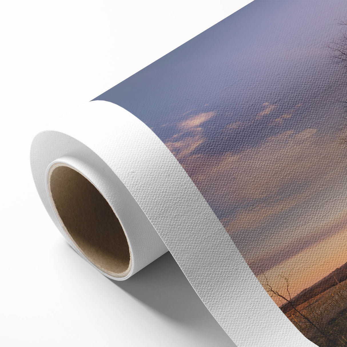Art Deco poster of Nebraska scenery with muted green and brown tones on rolled canvas, ideal for nursery wall art.