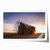 Extra large rolled print depicting a serene Nebraska landscape with soft floral elements in muted earth tones.