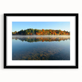 Colorful abstract art print depicting a textured New Hampshire scenery, in an extra large black framed format.